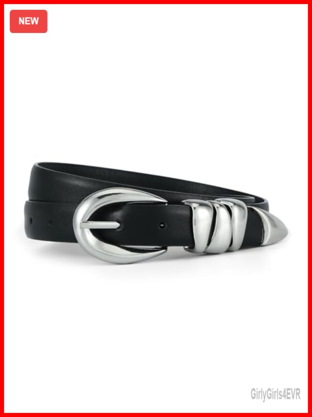 Women Skinny Faux Leather Belt with Buckle